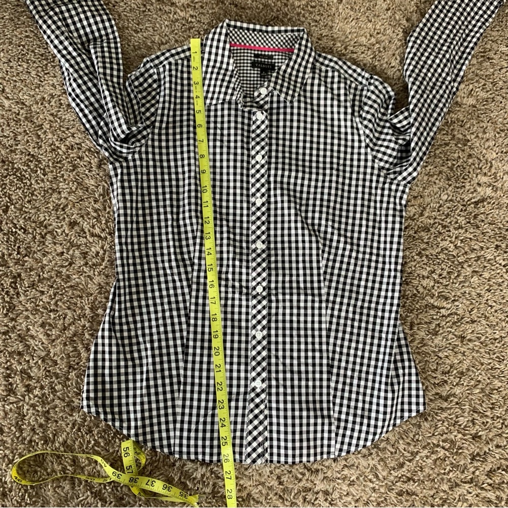 Talbots Gingham Buffalo Plaid Check Button Down Non-Iron Shirt Top size 6 - Picture 11 of 11